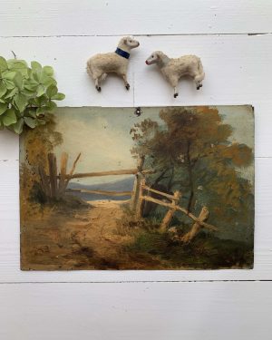Peinture ancienne « La barrière »