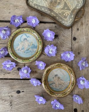 anciens cadres anges lithographie cadres peints fleurs en bois xixeme