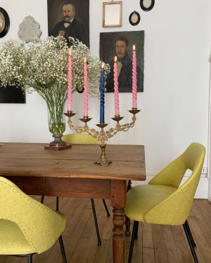 ancien chandelier en laiton fleurs