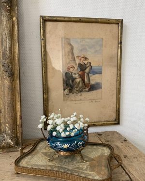ancienne peinture aquarelle nourrices à nice xixeme