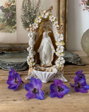 ancien benitier porcelaine de paris xixeme vierge