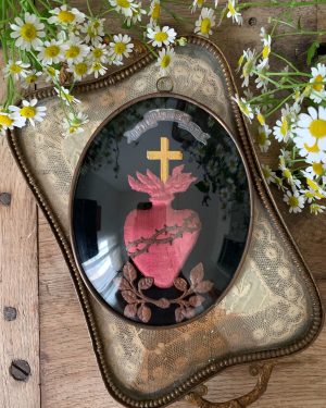 ancien ex voto xixeme sacré coeur de Jésus médaillon