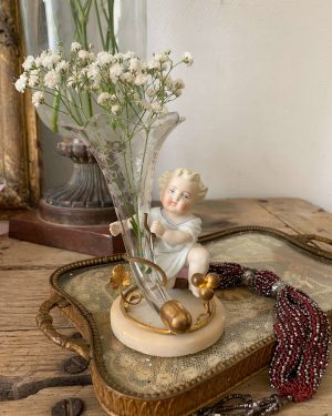 ancien soliflore enfant vase cornet debut xxeme