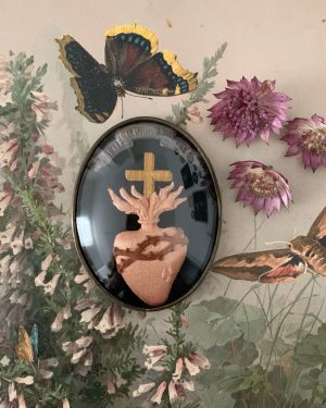 ancien médaillon coeur reliquaire ex voto xixeme
