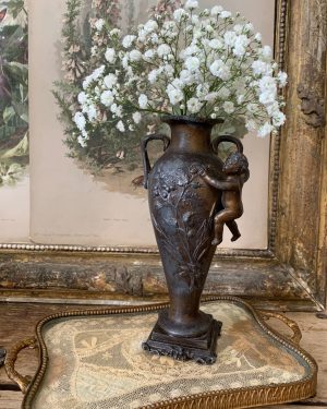 ancien soliflore vers 1900 ange en régule