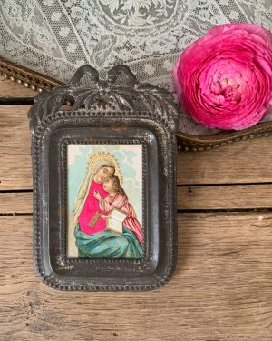 ancien cadre religieux image pieuse st Anne vierge Marie vers 1900