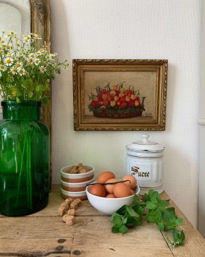 nature morte cerises anciennes toile vers 1900