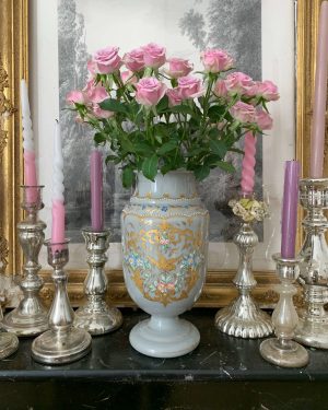 ancien vase en opaline grise hirondelle Napoléon III