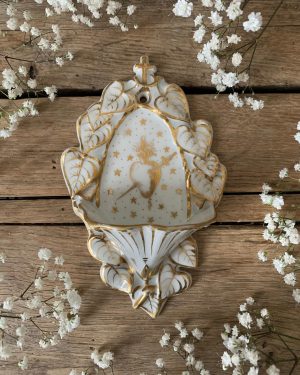 ancien bénitier porcelaine de Paris coeur de Jésus xixeme