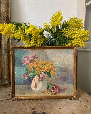 ancienne peinture de fleurs aquarelle debut xxeme