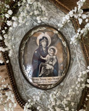 ancien cadre religieux notre dame des neige vierge jesus xixeme