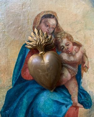 ancien coeur de marie laiton xixe