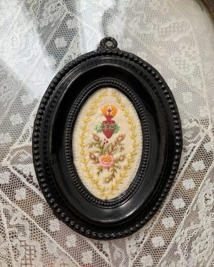 ancien cadre ex voto coeur de jesus xixeme