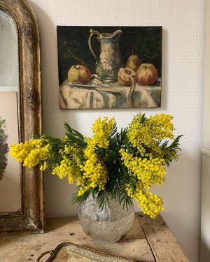 ancienne peinture à l'huile toile fruits nature morte debut xxeme