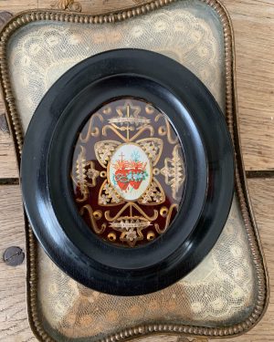 ancien cadre reliquaire coeurs sacrés xixeme