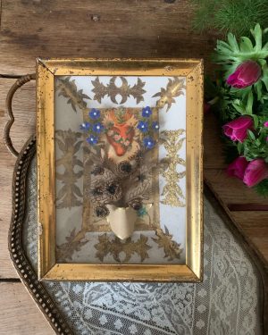 ancien cadre reliquaire ex voto xixeme