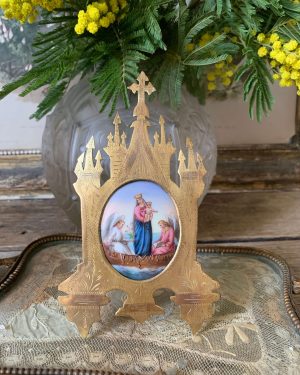ancien autel de voyage peinture miniature xixeme