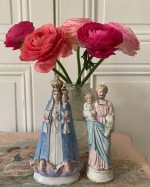 ancienne statuette vierge à l'enfant et st joseph