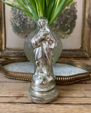 ancienne vierge en verre églomisé mercurisé xixeme