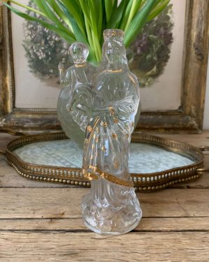 ancienne vierge à l'enfant en verre moulé début xxème