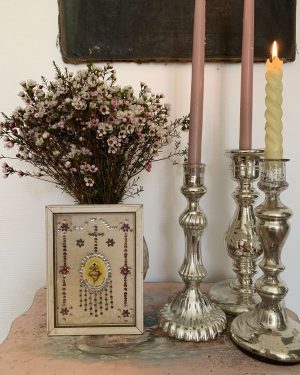 ancien ex voto reliquaire cadre coeur de jesus xixeme sequins