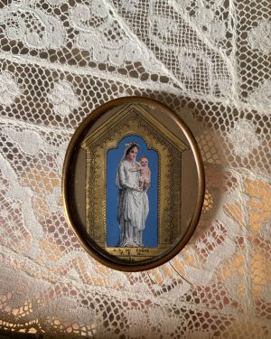 ancien fixé sous verre vierge du chene xixeme