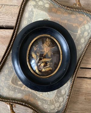 ancien cadre reliquaire ex voto coeur xixeme