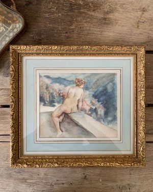 ancien nu femme aquarelle début xxème