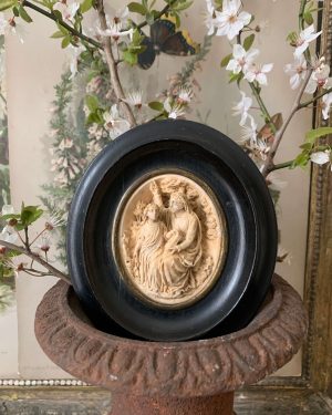 ancien cadre reliquaire xixeme education de la vierge par st anne