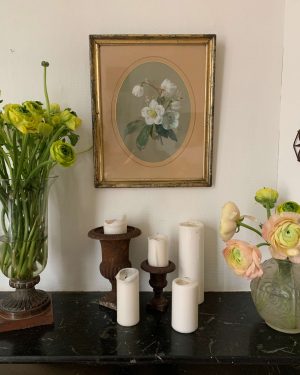 ancienne gouache fin xixeme peinture de fleurs roses de noel