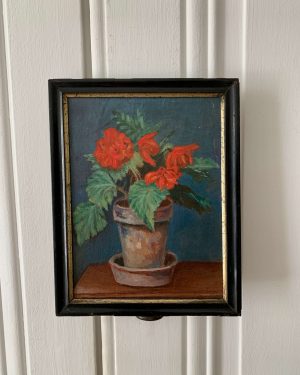 ancienne peinture de géranium huile