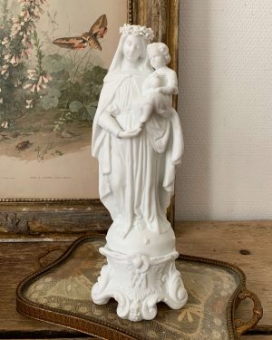 ancienne vierge à l'enfant biscuit xixeme