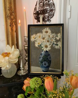 ancienne peinture à l'huile marguerites