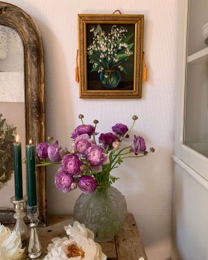 ancienne peinture à l'huile muguet