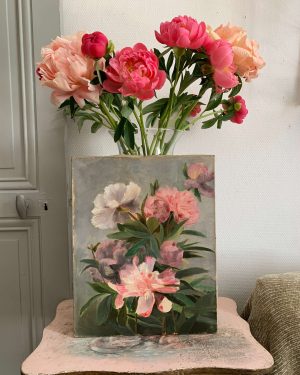 Peinture de pivoines vers 1900