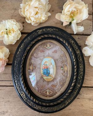 ancien cadre reliquaire 4 reliques xixeme