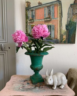 ancien vase en fonte medicis vert xixe