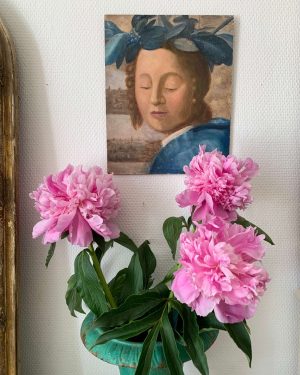 ancienne peinture à l'huile portrait de femme des années 40