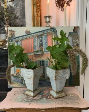 ancienne paire de vase en fonte gris 1900