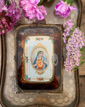 ancienne image pieuse xixe vierge marie cadre religieux