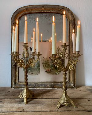 ancienne paire de chandeliers en laiton xixeme