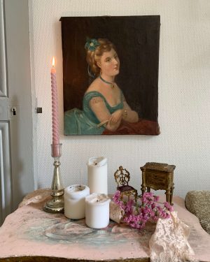 ancienne huile sur toile portrait femme xixeme