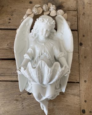 Ancien bénitier ange XXL du XIXe