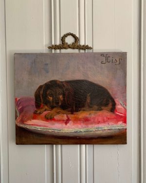 ancienne peinture de chien début xxème