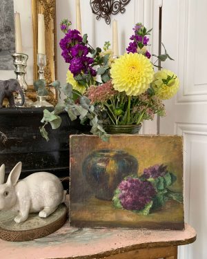 Peinture de violettes vers 1900