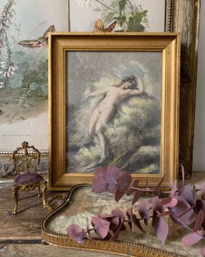 Gravure de baigneuse XIXe