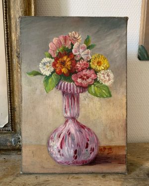 Ancienne peinture de fleurs de 1895