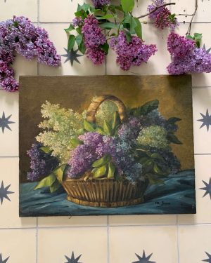 Ancienne peinture à huile "Les lilas"
