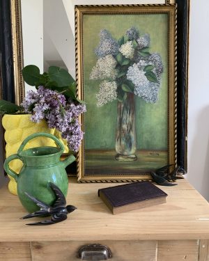 Ancienne peinture à huile "Les lilas"