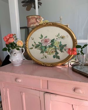 Jetée de roses sur soie XXe